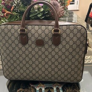 Gucci Beige and Brown Monogram Briefcase